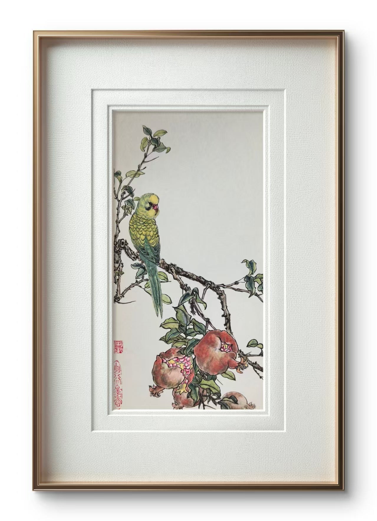 Pomegranate Song - Ink and Color 9.8'' × 5.1'' | Chinese Original Painting | Magic Bear Art