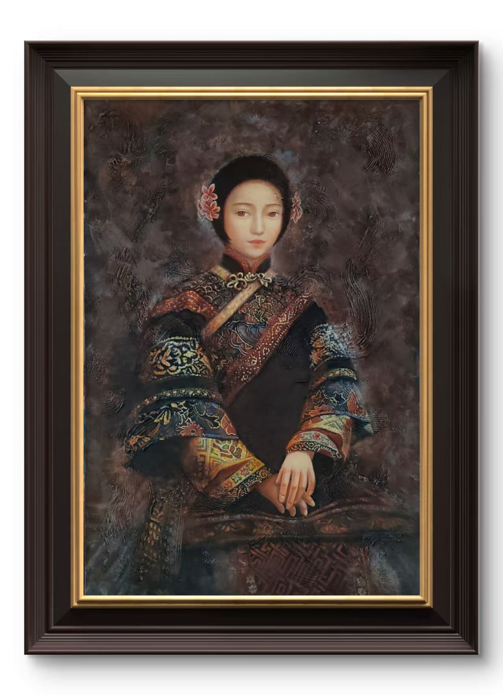 Portrait of a Wealthy Merchant Woman in the Late Qing Dynasty - Oil on Canvas 35.4'' × 23.6''