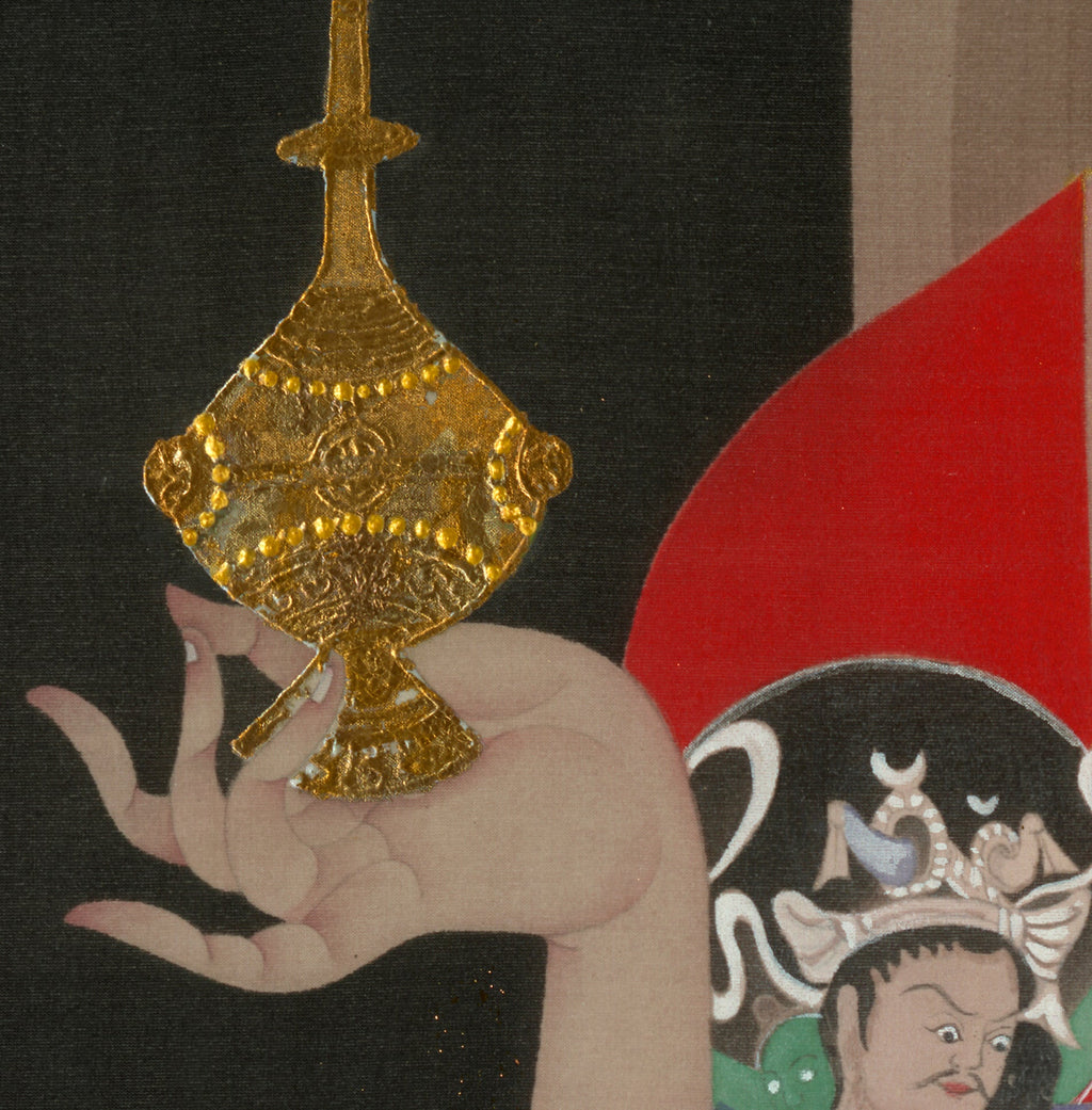 Prayer - Ink and Color on Silk 22.9'' × 30.9'' | Chinese Original Painting | Magic Bear Art