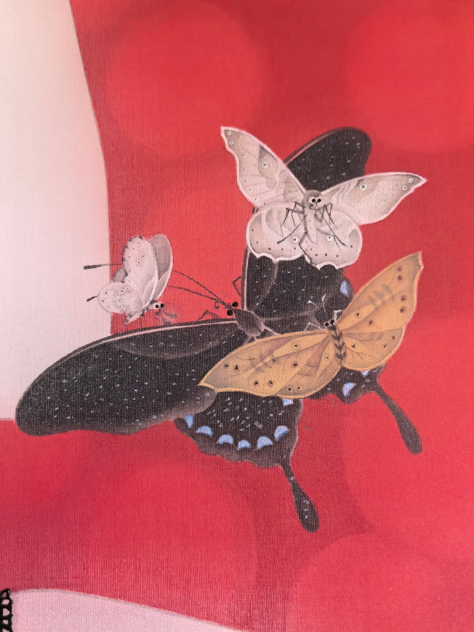 Red - Ink and Color on Silk 11.8'' × 11.8'' | Chinese Original Painting | Magic Bear Art