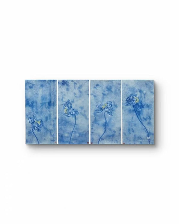 Serene Lotus Blessings - Four-Panel Set