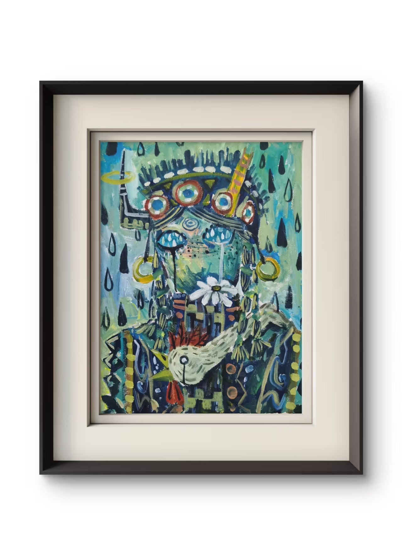 Shaman Woman - Acrylic on Canvas 11.8'' × 15.7'' | Chinese Original Painting | Magic Bear Art