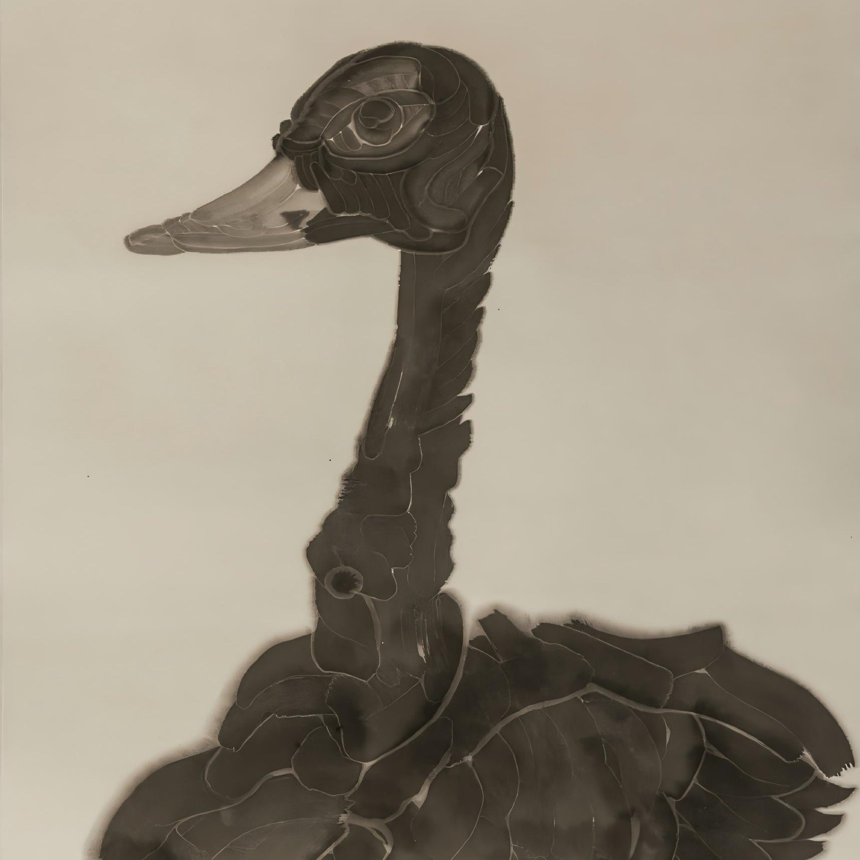 Silent Swan - Chinese Ink Painting 54.3'' × 26.8'' | Chinese Original Painting | Magic Bear Art