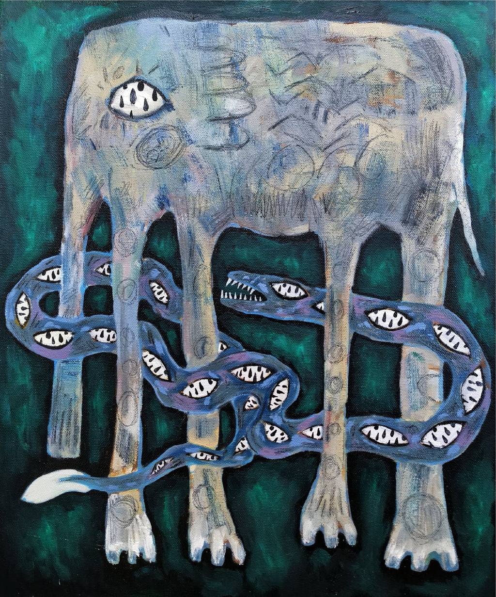 Sinking - Oil on Canvas 19.7'' × 23.6'' | Chinese Original Painting | Magic Bear Art