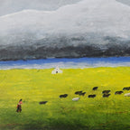 The Gaze Upon Tibet Series ，27.6" × 27.6" | Original Painting by Chinese Artist | Magic Bear Art