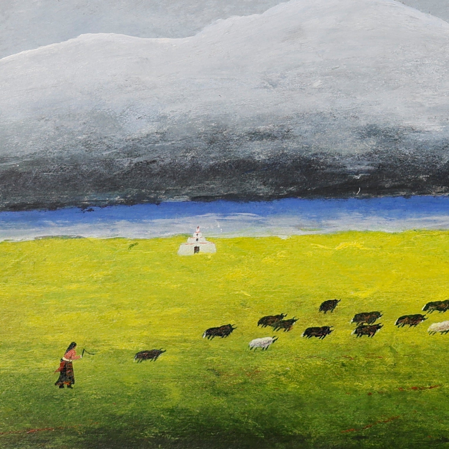 The Gaze Upon Tibet Series ，27.6" × 27.6" | Original Painting by Chinese Artist | Magic Bear Art