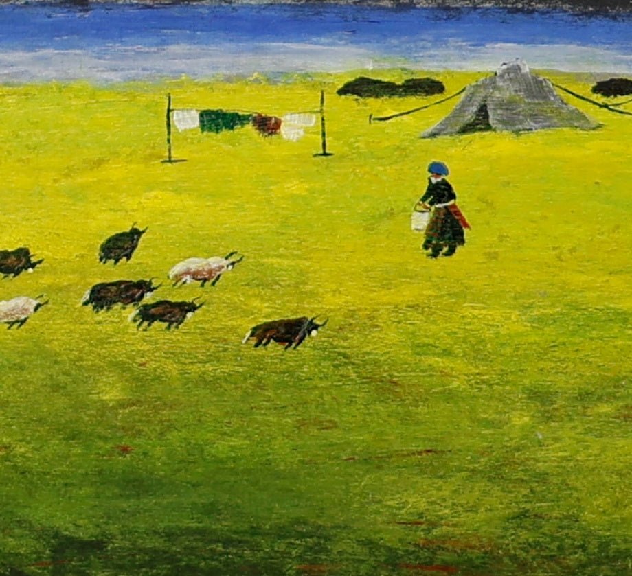 The Gaze Upon Tibet Series ，27.6" × 27.6" | Original Painting by Chinese Artist | Magic Bear Art