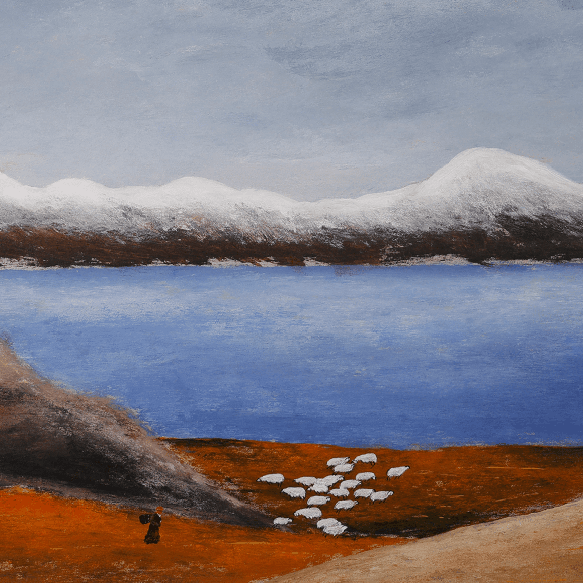 The Gaze Upon Tibet Series， Acrylic on Xuan Paper 27.6'' × 27.6'' | Original Painting by Chinese Artist | Magic Bear Art