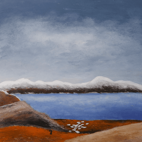 The Gaze Upon Tibet Series， Acrylic on Xuan Paper 27.6'' × 27.6'' | Original Painting by Chinese Artist | Magic Bear Art