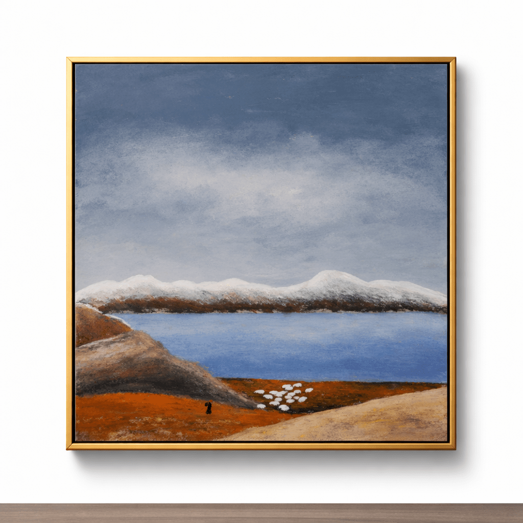 The Gaze Upon Tibet Series， Acrylic on Xuan Paper 27.6'' × 27.6'' | Original Painting by Chinese Artist | Magic Bear Art