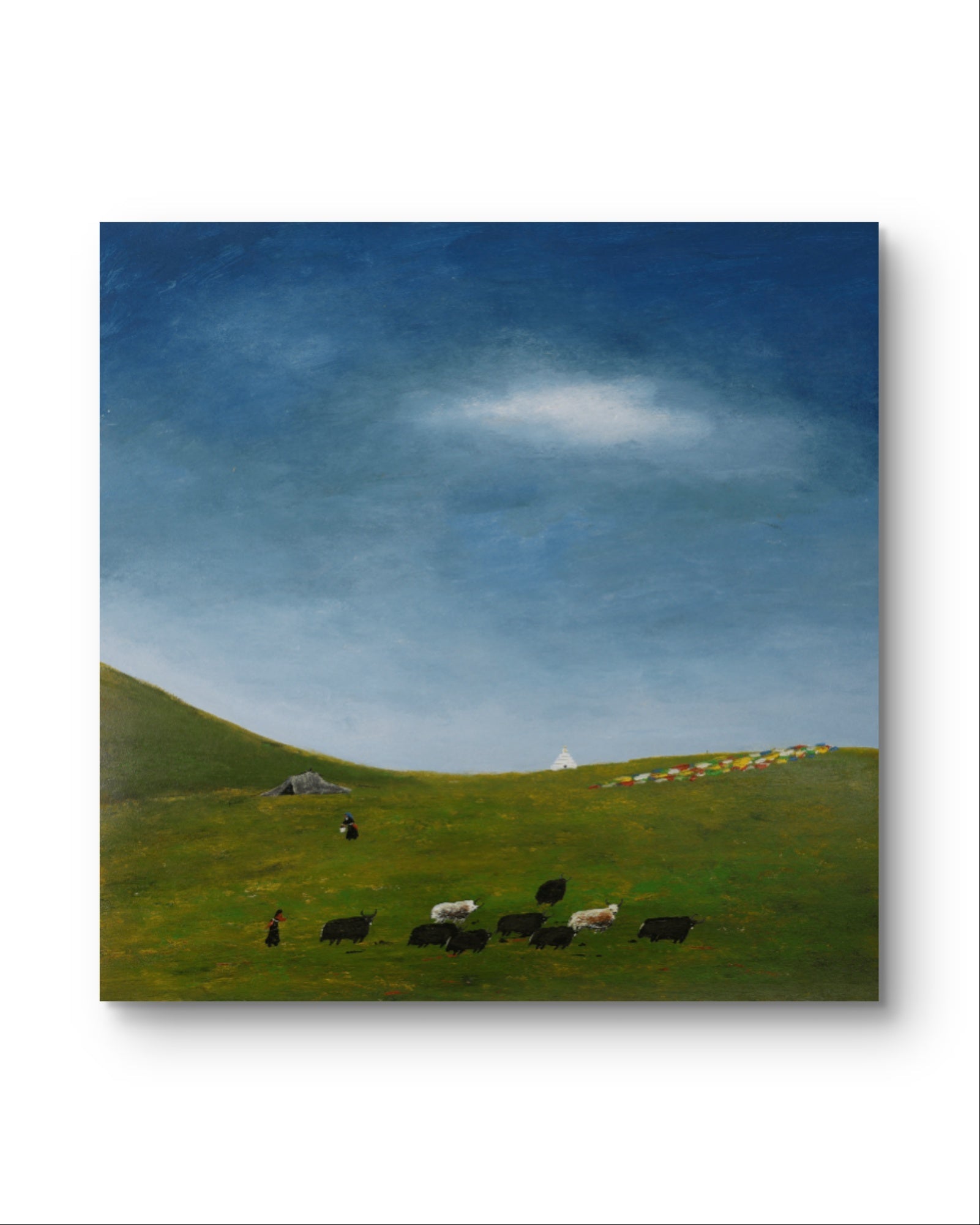 The Gaze Upon Tibet Series， Acrylic on Xuan Paper 27.6'' × 27.6'' | Chinese Original Painting | Magic Bear Art