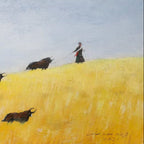 The Gaze Upon Tibet Series， Acrylic on Xuan Paper 27.6'' × 27.6'' | Chinese Original Painting | Magic Bear Art