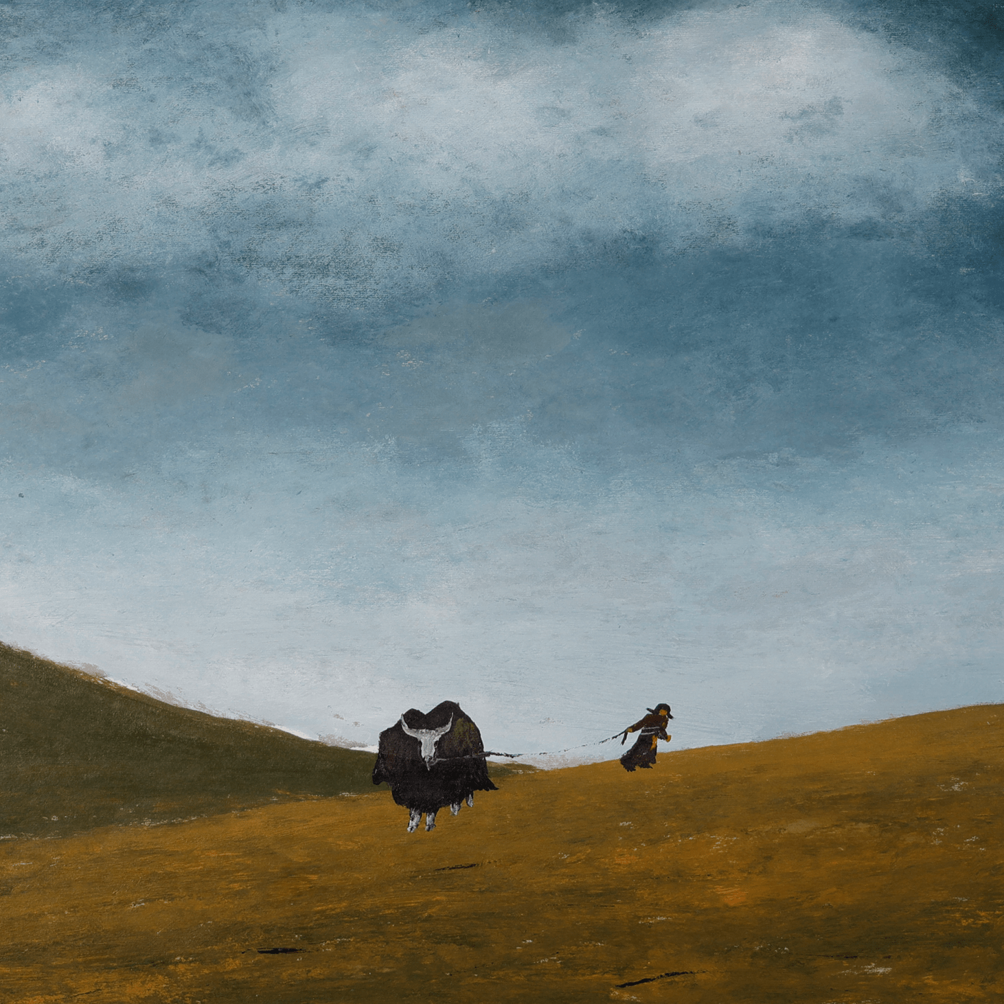 The Gaze Upon Tibet Series， Acrylic on Xuan Paper 27.6'' × 27.6'' | Chinese Original Painting | Magic Bear Art