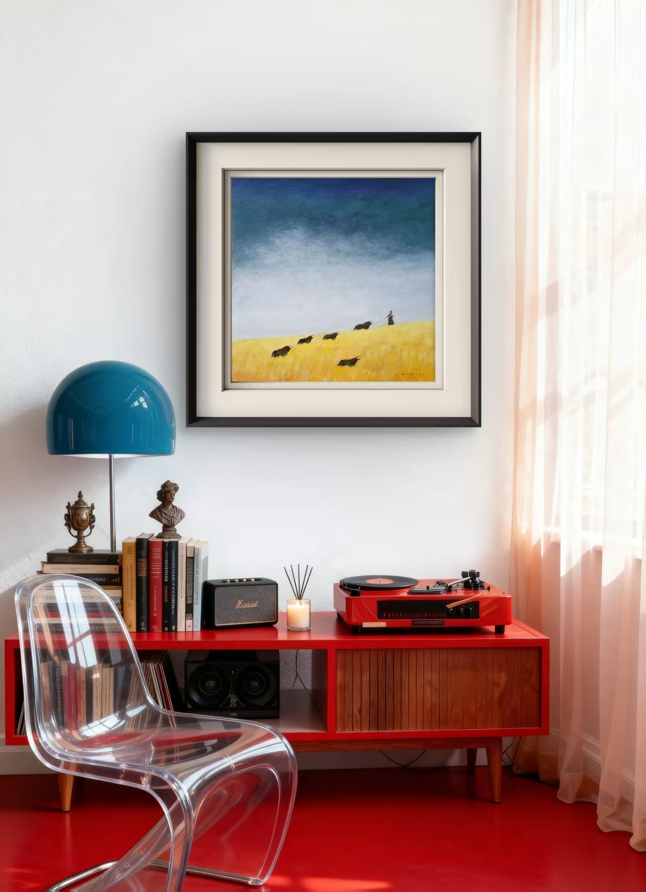 The Gaze Upon Tibet Series， Acrylic on Xuan Paper 27.6'' × 27.6'' | Chinese Original Painting | Magic Bear Art