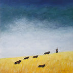 The Gaze Upon Tibet Series， Acrylic on Xuan Paper 27.6'' × 27.6'' | Chinese Original Painting | Magic Bear Art