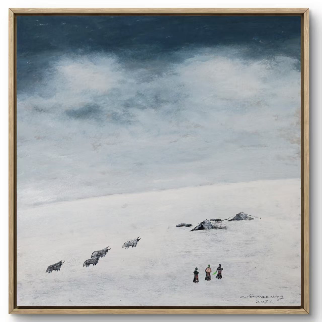 The Gaze Upon Tibet Series，27.6" × 27.6" | Original Painting by Chinese Artist | Magic Bear Art