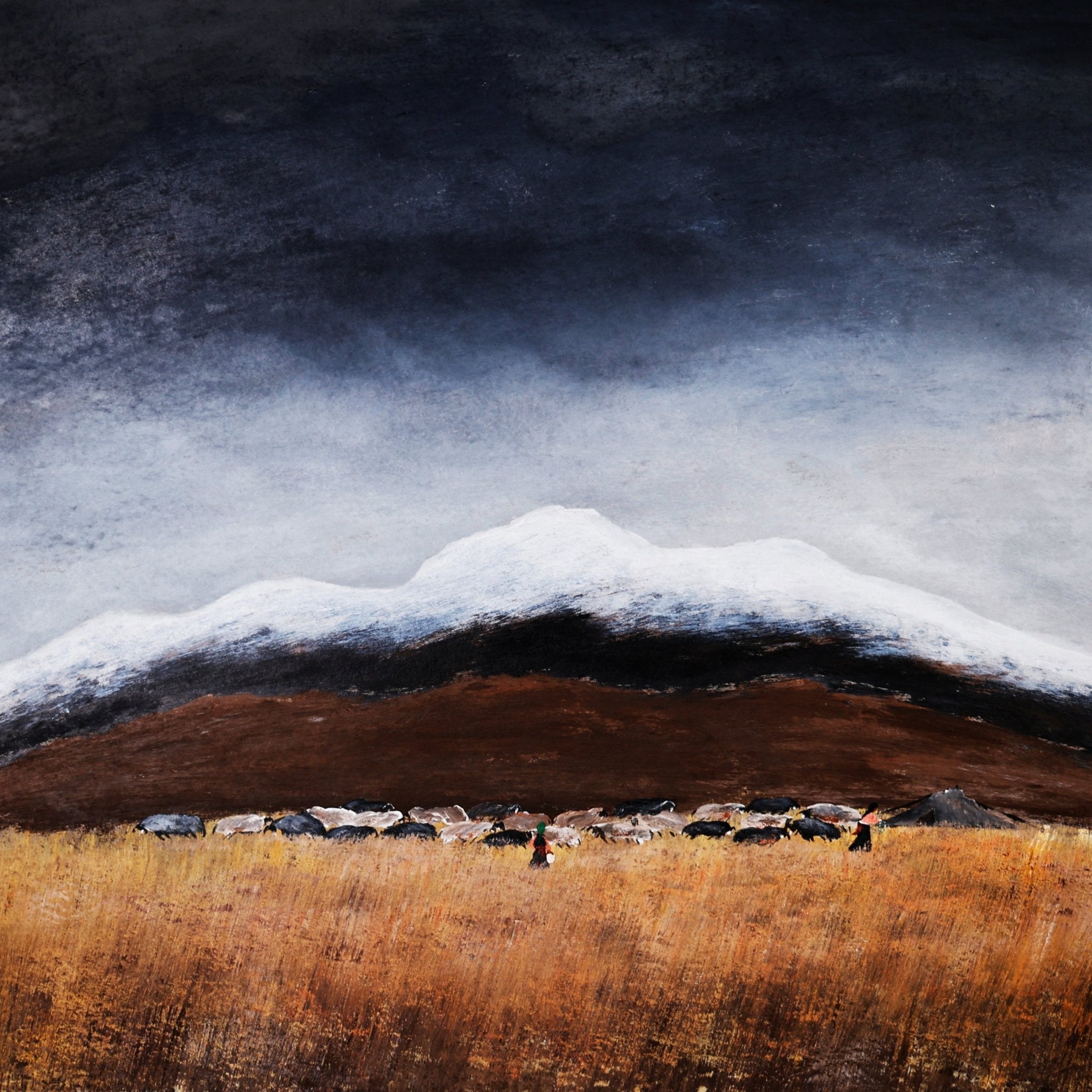 The Gaze Upon Tibet Series，27.6" × 27.6" | Original Painting by Chinese Artist | Magic Bear Art