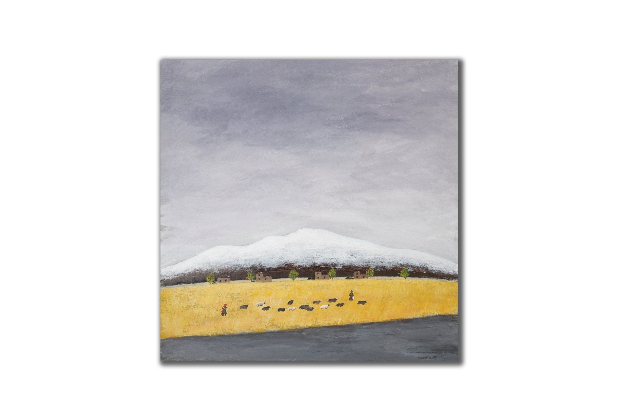 The Gaze Upon Tibet Series，27.6" × 27.6" | Original Painting by Chinese Artist | Magic Bear Art