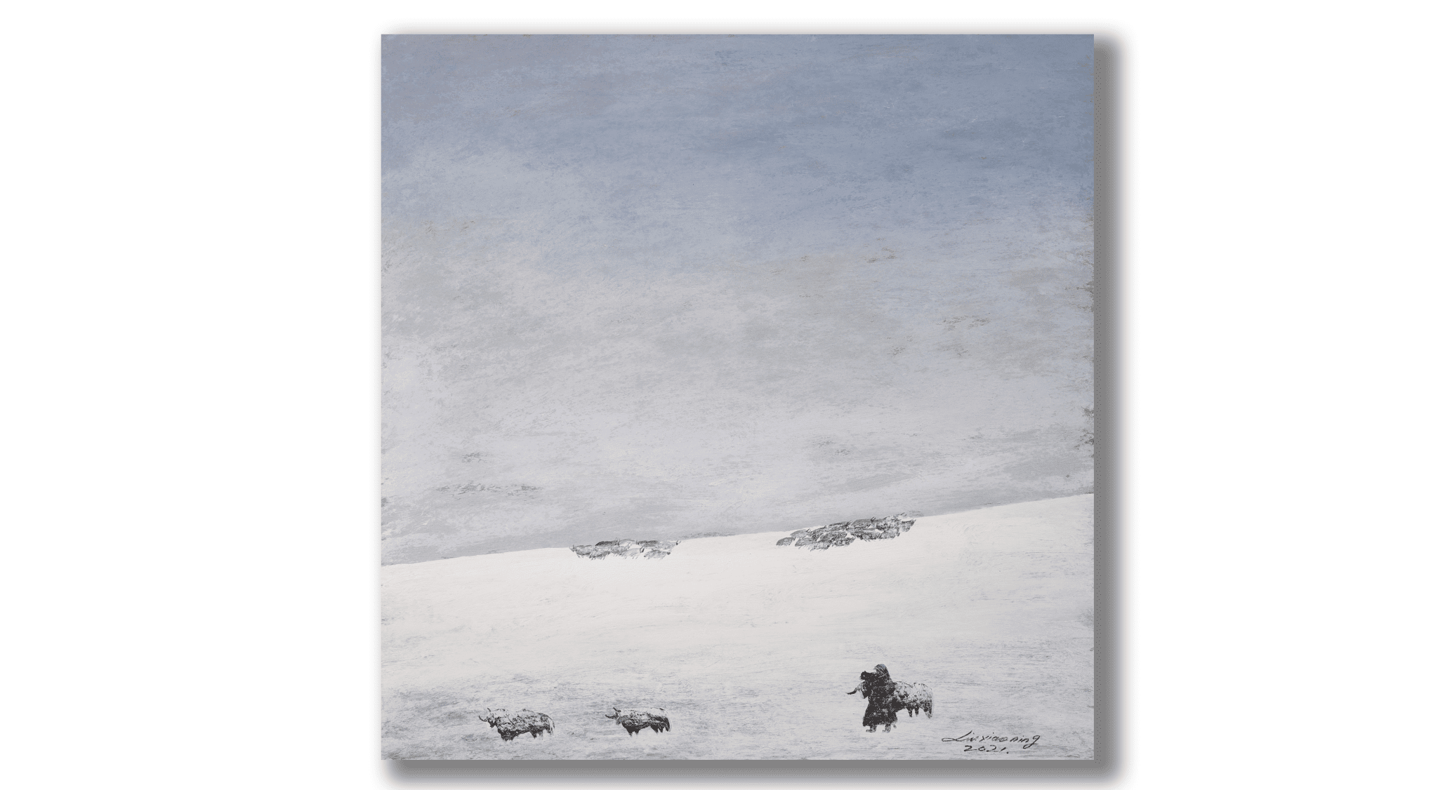 The Gaze Upon Tibet Series，Acrylic on Xuan Paper 27.6''× 27.6'' | Original Painting by Chinese Artist | Magic Bear Art