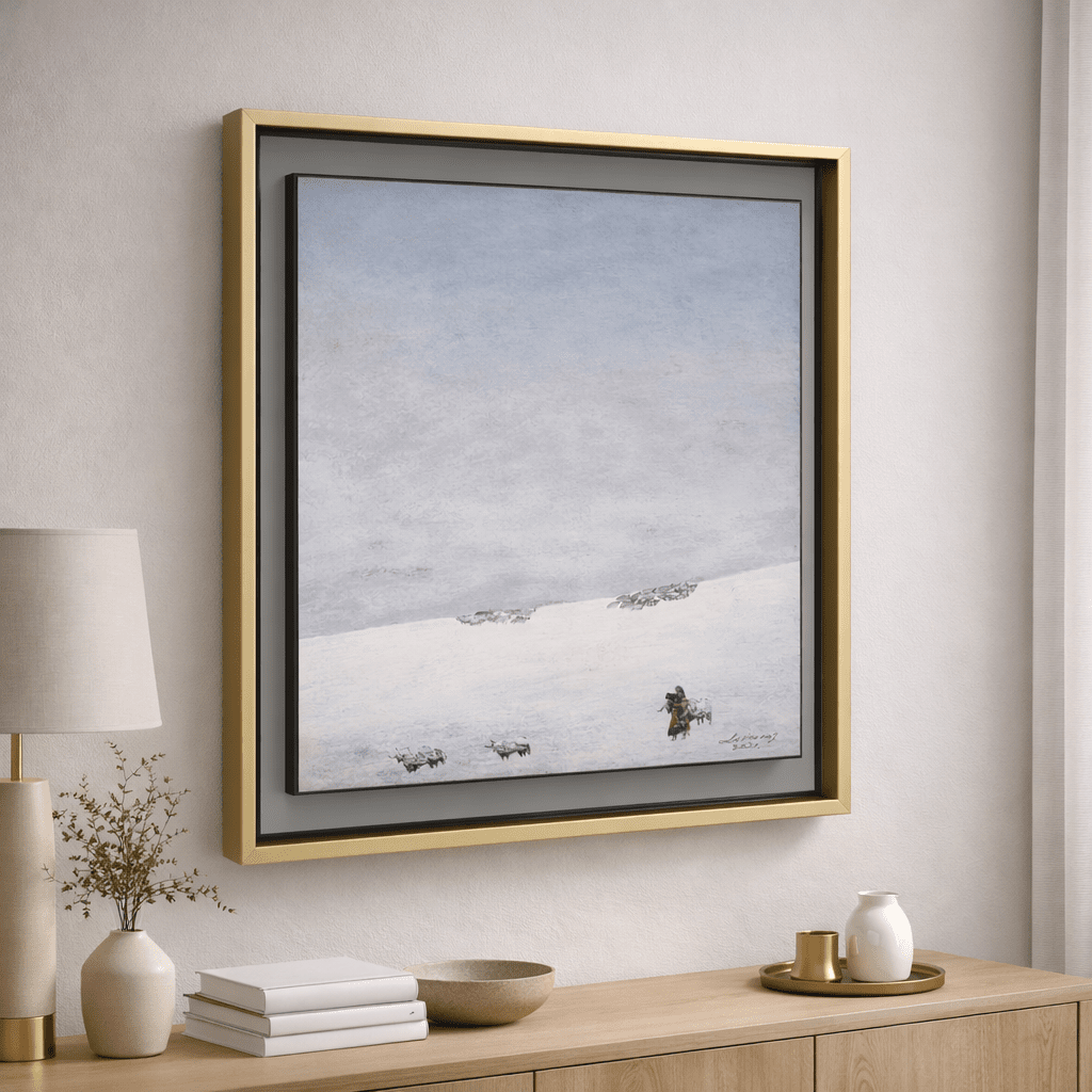 The Gaze Upon Tibet Series，Acrylic on Xuan Paper 27.6''× 27.6'' | Original Painting by Chinese Artist | Magic Bear Art