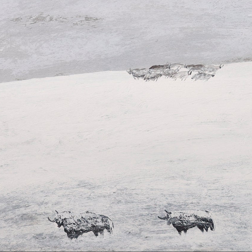 The Gaze Upon Tibet Series，Acrylic on Xuan Paper 27.6''× 27.6'' | Original Painting by Chinese Artist | Magic Bear Art