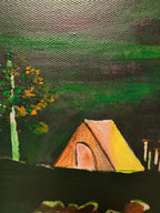 Humanity Gazing at the Universe，15.7''× 19.7 '' | Original Painting by Chinese Artist | Magic Bear Art