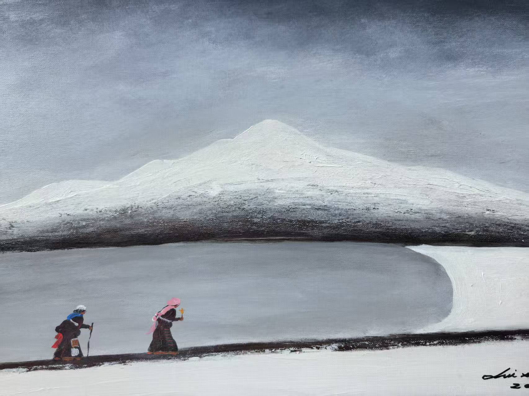 The Pilgrims — 23.2''×15'' Small Format Oil | Original Painting by Chinese Artist | Magic Bear Art