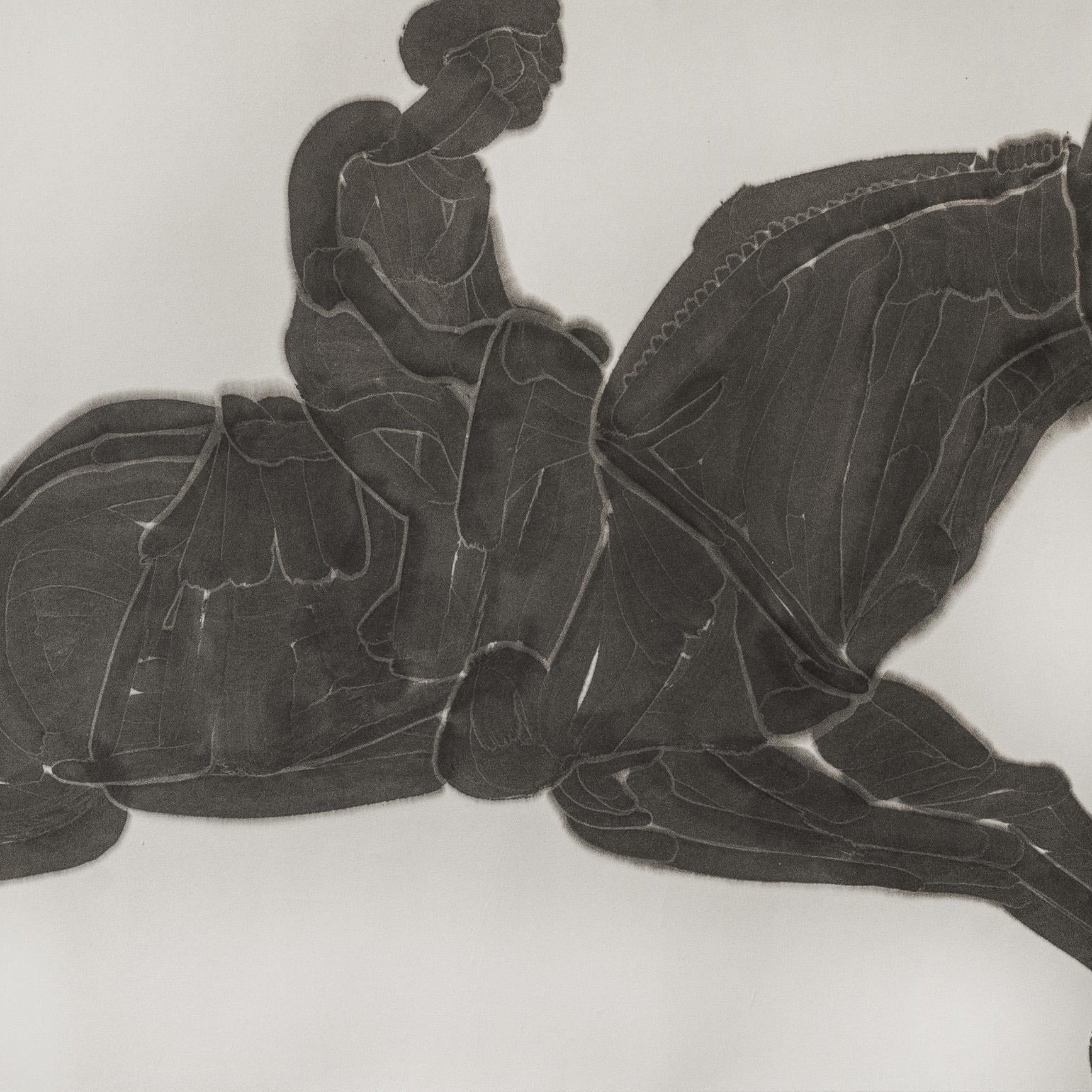 The Wind Chaser - chinese Ink on Paper 54.3'' × 26.8'' | Chinese Original Painting | Magic Bear Art