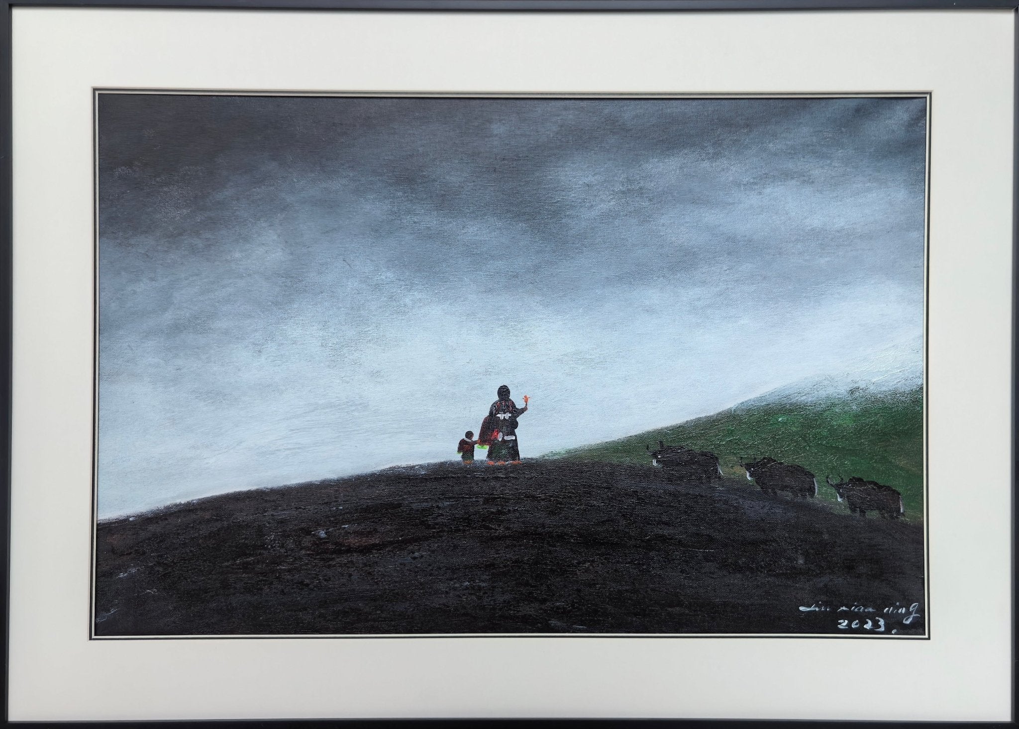 Tibetan Mother and Child— 23.2 ''× 15'' Small Format Oil | Original Painting by Chinese Artist | Magic Bear Art