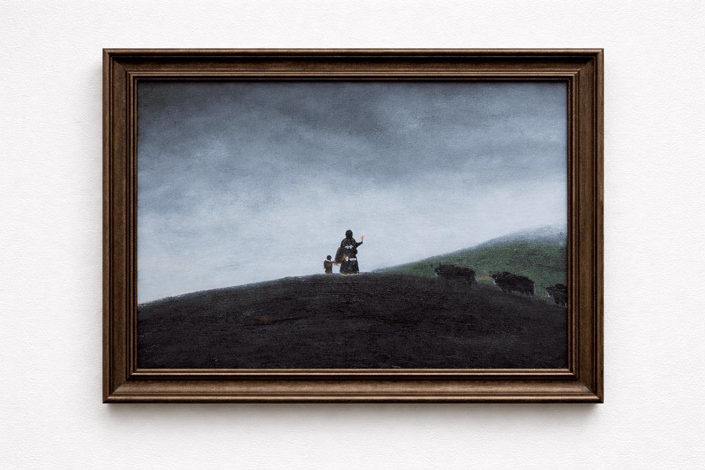 Tibetan Mother and Child— 23.2 ''× 15'' Small Format Oil | Original Painting by Chinese Artist | Magic Bear Art