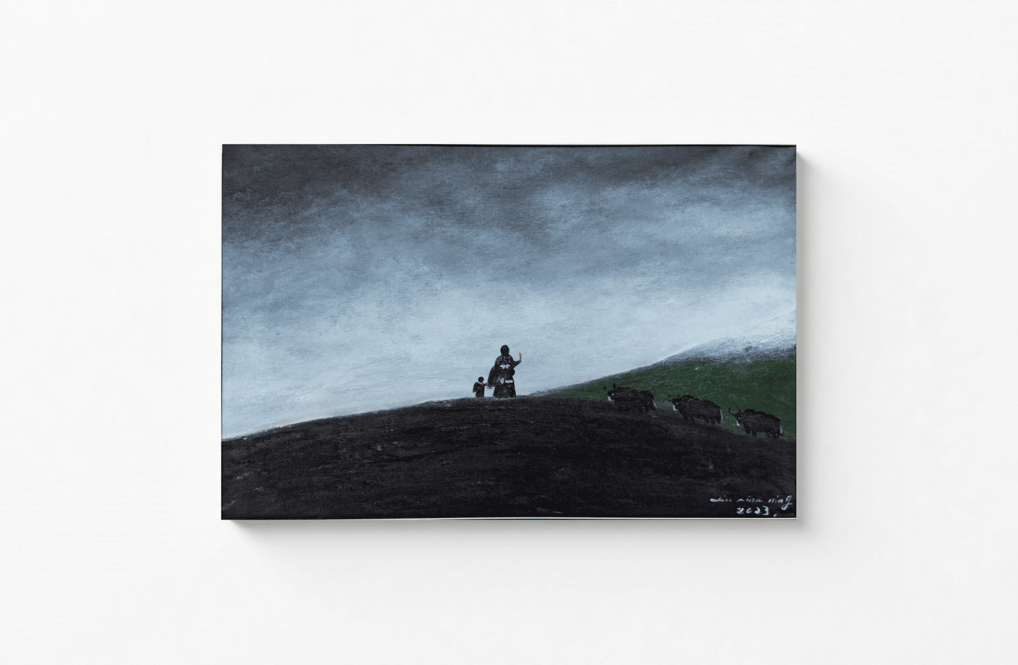 Tibetan Mother and Child— 23.2 ''× 15'' Small Format Oil | Original Painting by Chinese Artist | Magic Bear Art