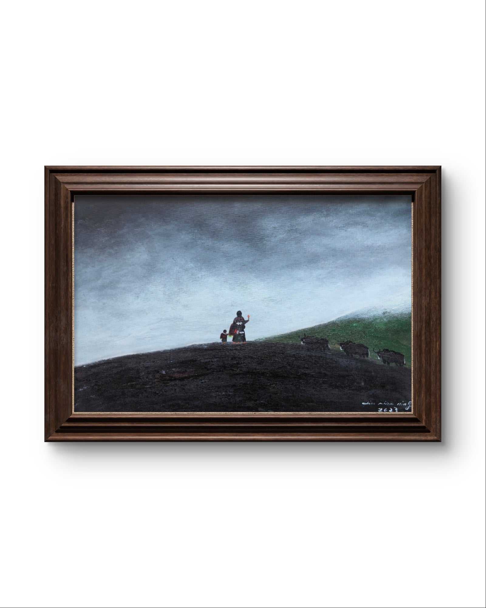 Tibetan Mother and Child— 23.2 ''× 15'' Small Format Oil | Chinese Original Painting | Magic Bear Art