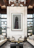 Tower - Chinese ink 97.6''× 48.8'' | Chinese Original Painting | Magic Bear Art