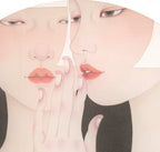 Veil of Intimacy - Ink and Color on Silk 15.7'' × 15.7'' | Chinese Original Painting | Magic Bear Art