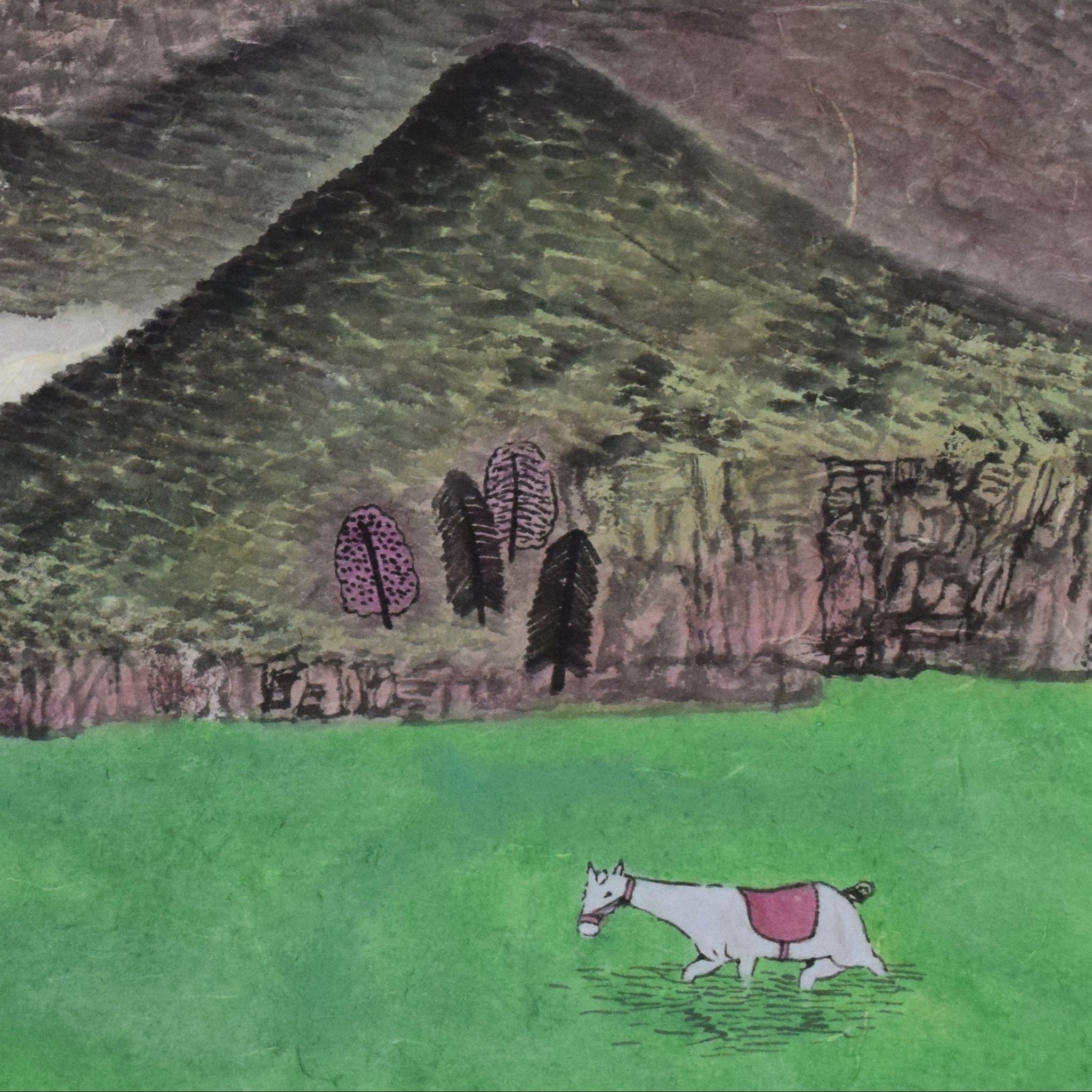 Verdant—Ink on Xuan Paper, 13.8'' × 13.8'' | Original Painting by Chinese Artist | Magic Bear Art