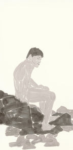 Waiting by the Stones - Chinese ink 54.3'' × 26.8'' | Chinese Original Painting | Magic Bear Art