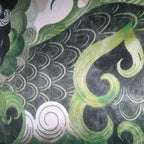 Xiezhi (Chinese Mythical Beast) - Silk Wall Art 19.7'' × 19.7'' | Original Painting by Chinese Artist | Magic Bear Art