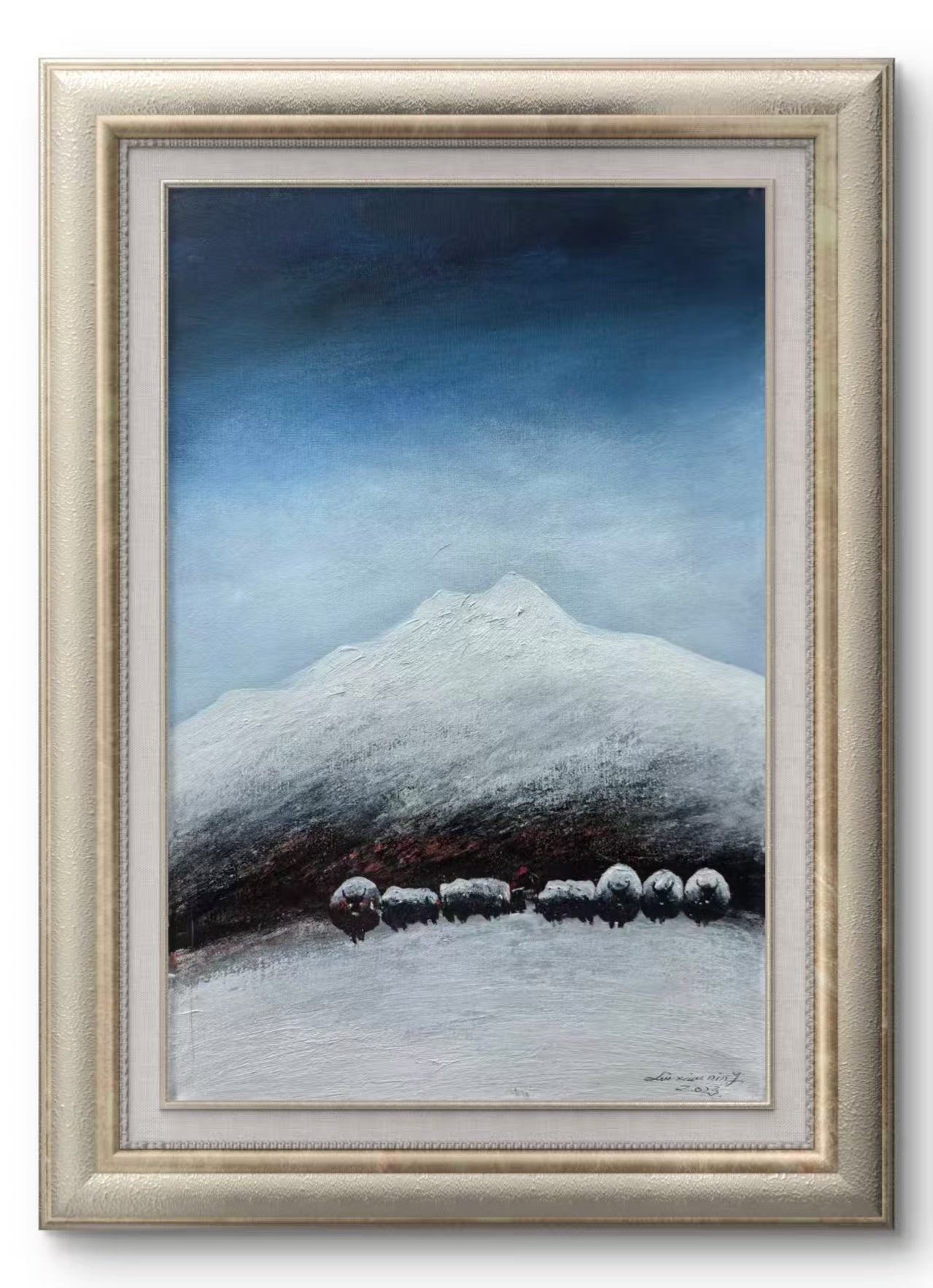 Yak Herders — 15.7'' × 23.6'' Small Format Oil (Vertical) | Original Painting by Chinese Artist | Magic Bear Art