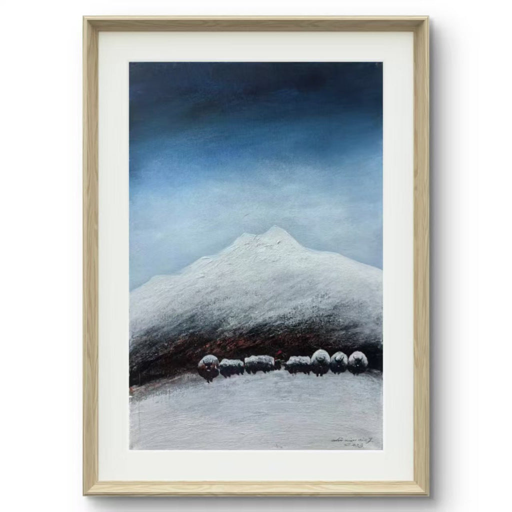 Yak Herders — 15.7'' × 23.6'' Small Format Oil (Vertical) | Chinese Original Painting | Magic Bear Art