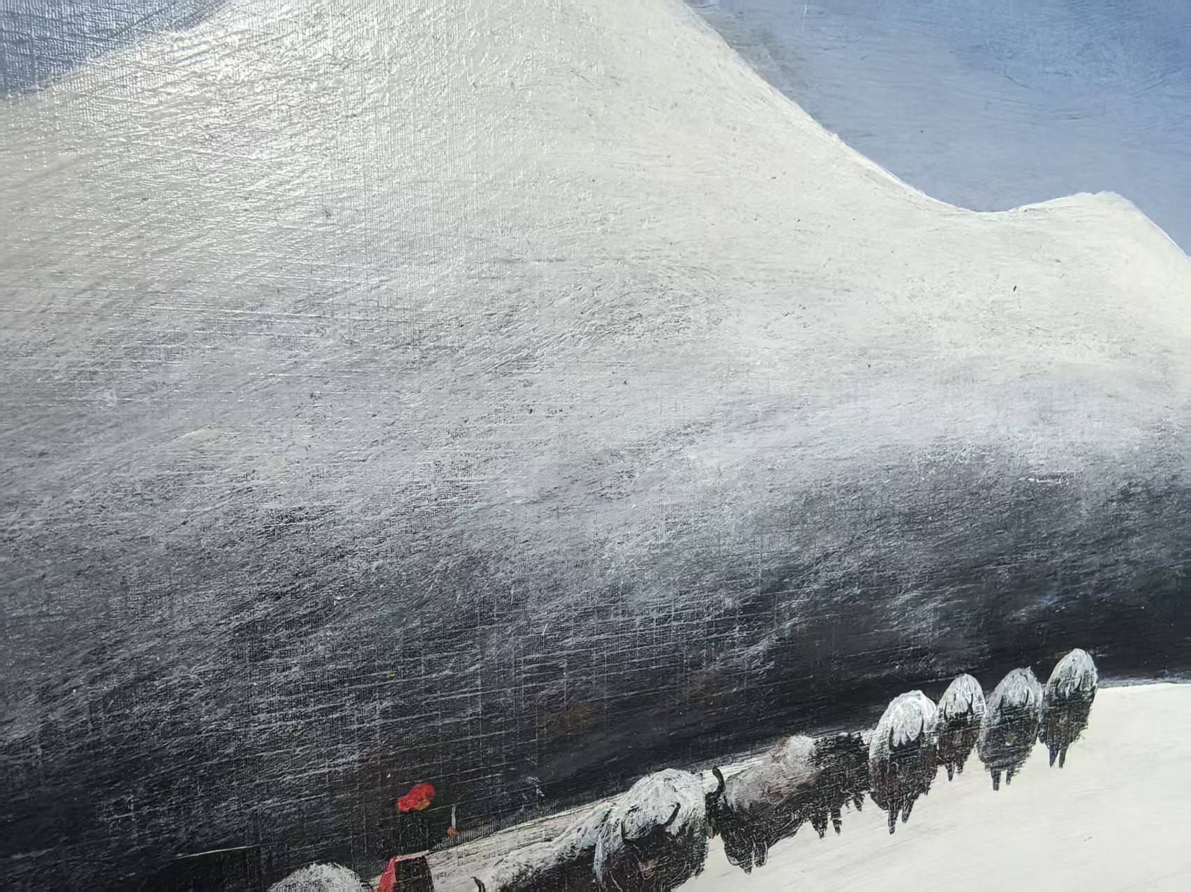 Yak Herders — 21.3''×14.6'' Small Format Oil | Original Painting by Chinese Artist | Magic Bear Art