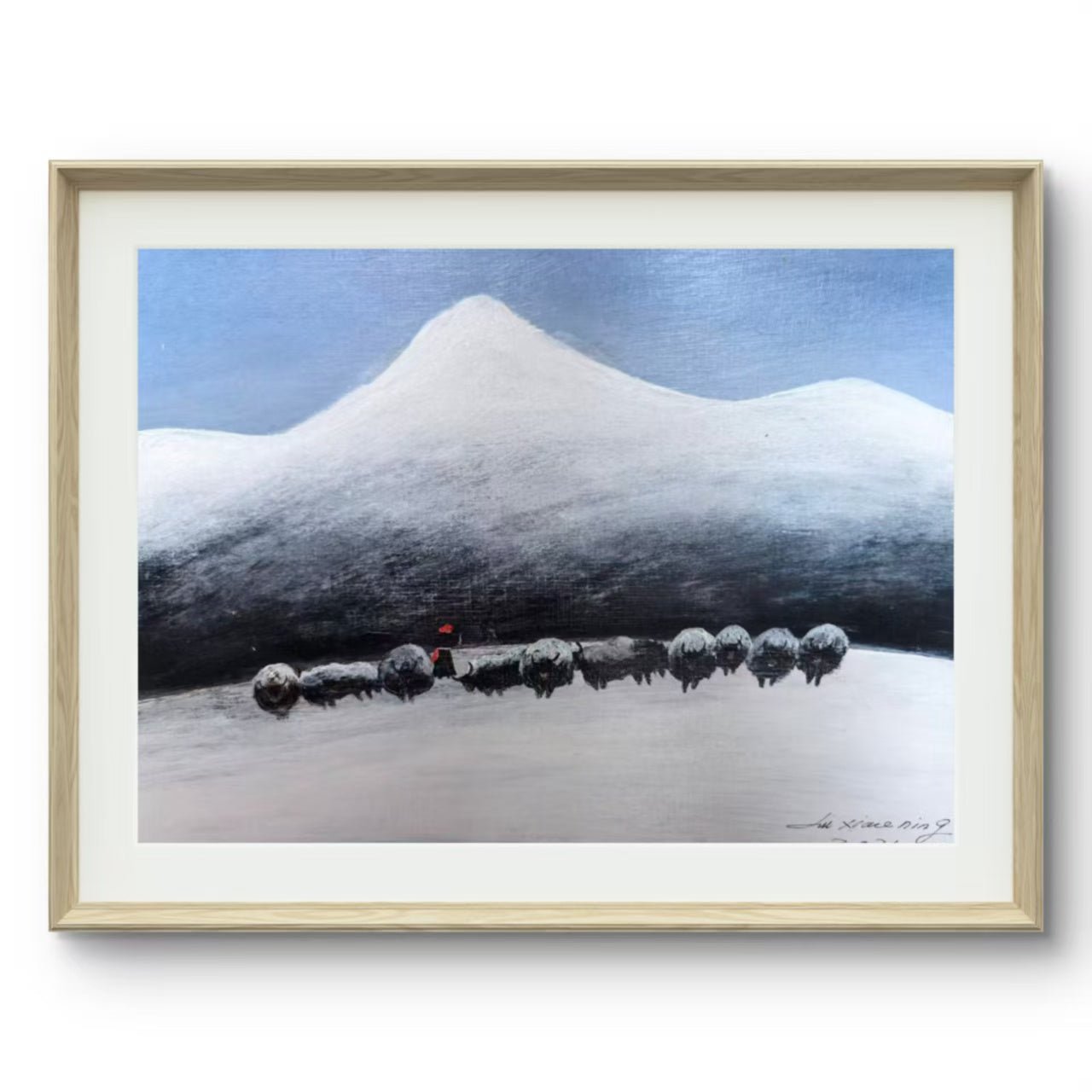 Yak Herders — 21.3''×14.6'' Small Format Oil | Chinese Original Painting | Magic Bear Art